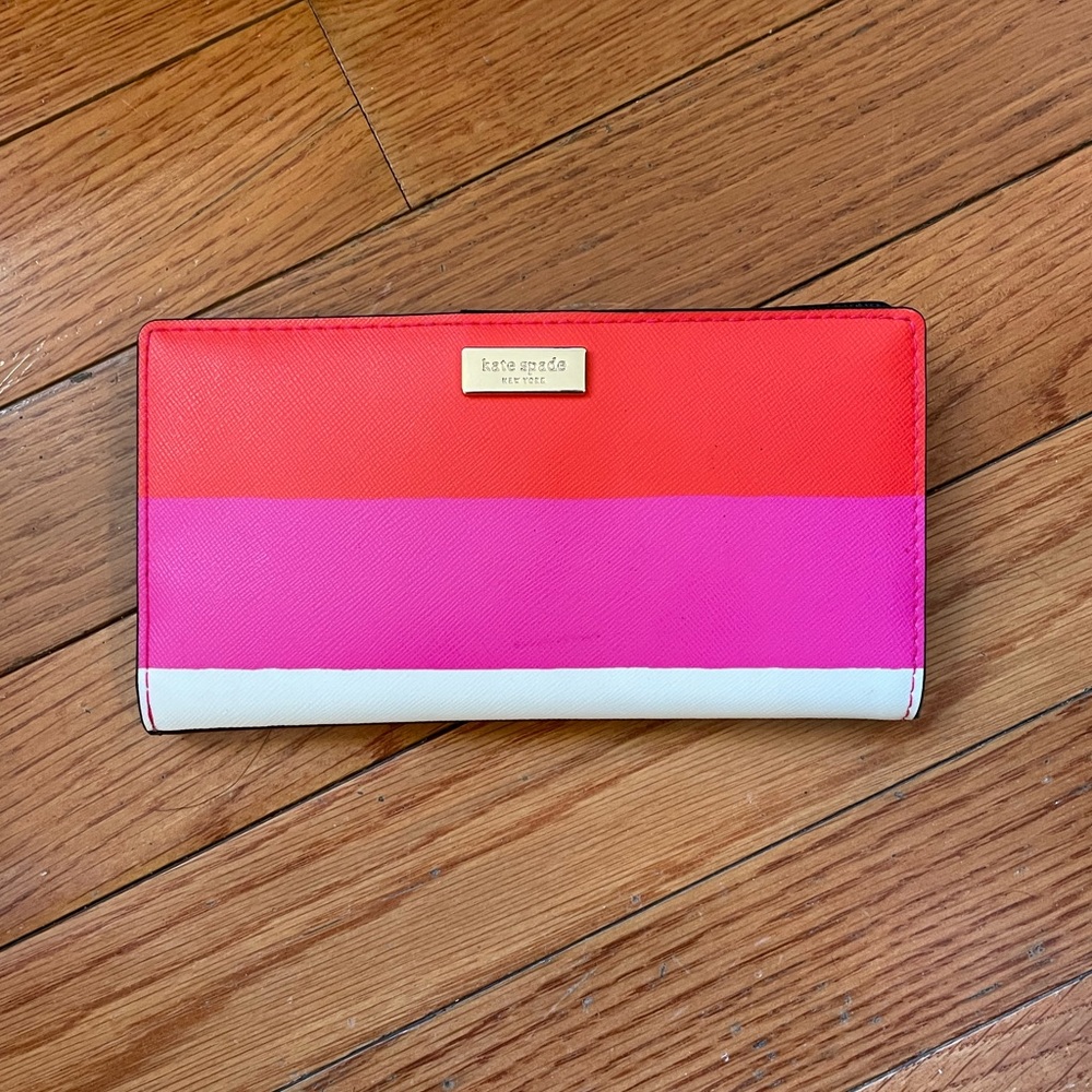kate spade colourblock slim bifold wallet